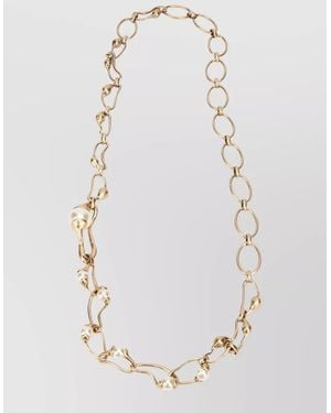 Weekend by Maxmara Metal Pendant Necklace Mixed Beads Layers - White