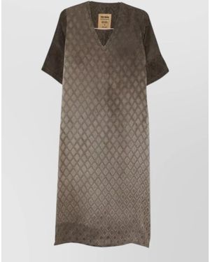 Uma Wang Apostle Dress V Neckline Short Sleeves - Multicolor