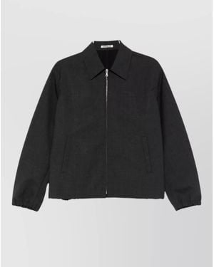 AURALEE Wool Zip-Up Lightweight Jacket - Black