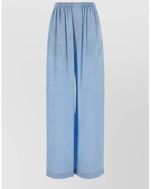 Balenciaga Silk Wide-Leg Trousers - Blue