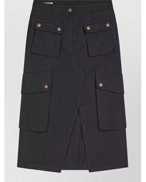 Dries Van Noten Knee-Length Cargo Skirt - Black