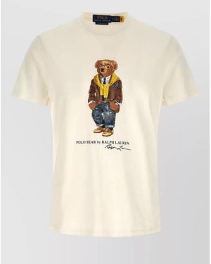 Polo Ralph Lauren Bear Graphic Crew Neck Short Sleeve T-Shirt - Natural
