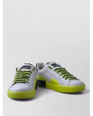 Dolce & Gabbana Portofino Low Top Leather Trainers Shoes - Green