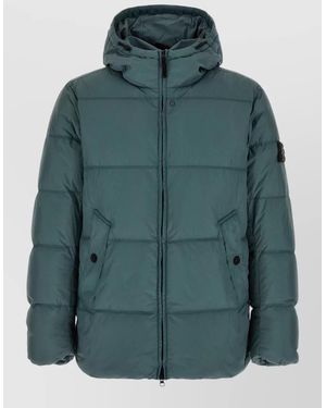 Stone Island Down Hooded Quilted Puffer Jacket - Green