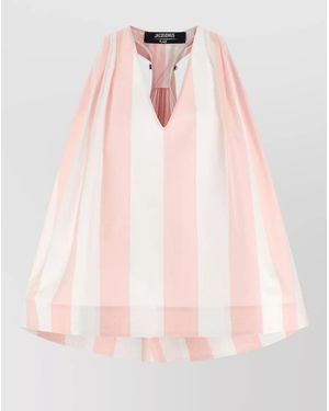 Jacquemus Norma Halter Neck Striped Open Back Top - Pink