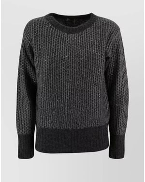 Herno Alpaca-Blend Fine-Knit Sequin Crew-Neck Jumper - Black