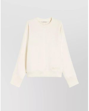 Max Mara Ribbed Cotton Blend Zip Sweatshirt - White