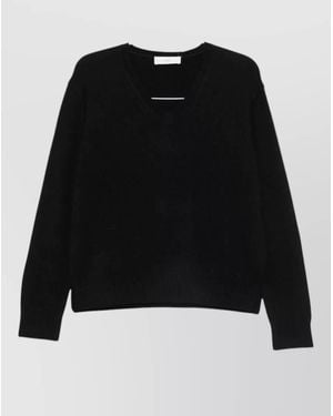 DUNST Cashmere Wool V-Neck Sweater - Black