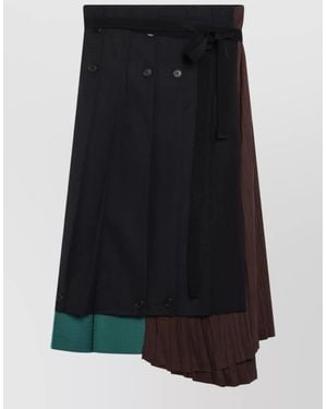 Prada Asymmetric Skirt Colour Block Button Detailing - Black