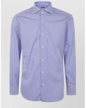 Barba Napoli Cotton Poplin Shirt - Purple