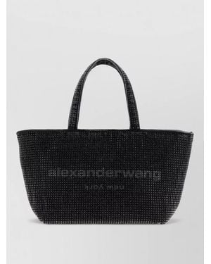 Alexander Wang Rhinestone Denim Small Punch Tote Bag - Black