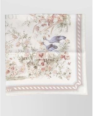 Dior Lightweight Square Scarf Soft Texture Floral - Natural