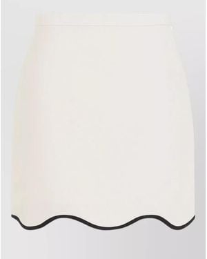 Valentino Couture Crepe Mini Skirt Contrast Trim - Natural