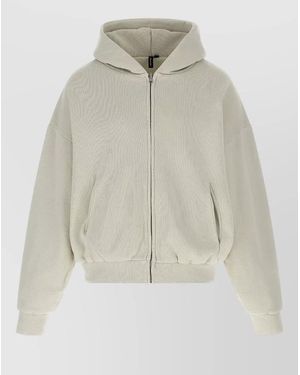 Entire studios Thermal Hooded Jacket Ribbed Trims Pockets - White