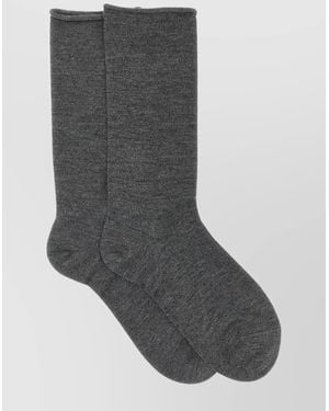 Brunello Cucinelli Cashmere Knit Mid-Calf Length Socks - Gray