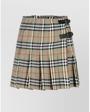Burberry Wool Pleated Mini Skirt - Gray