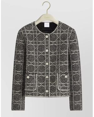 Dior Knit Jacket Sequin Detail Front Pockets - Black