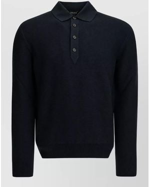 ZEGNA Cashmere Polo Sweater - Blue