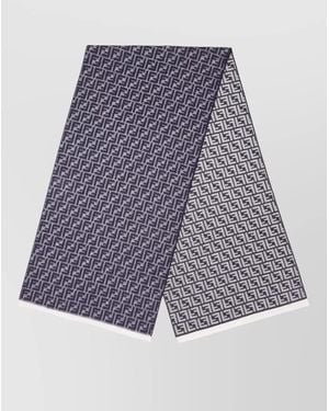 Fendi Geometric Pattern Scarf Fringed Ends - Purple