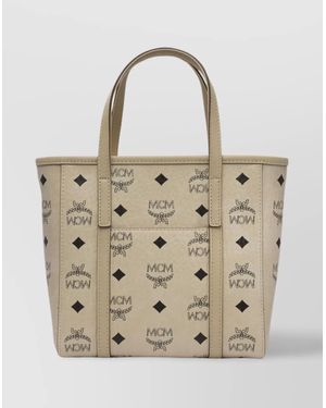 MCM Tote Bags With Detachable Strap And Top Handles - Natural