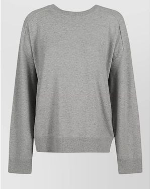 ARMARIUM Cashmere Crewneck Sweater Long Sleeves Ribbed Hem - Gray