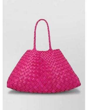 Dragon Diffusion Woven Tote Bag Dual Top Handles - Pink
