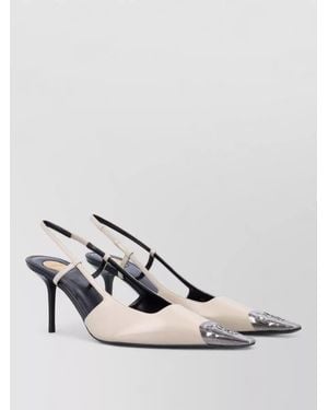 Saint Laurent Jeanne Leather Pumps Square Metal Toe - White