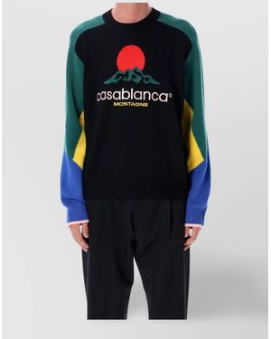 CASABLANCA Mountain Graphic Intarsia Crew - Blue
