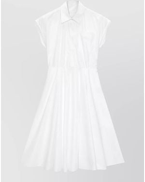 MSGM Knee Length Dress Cap Sleeves Pocket - White