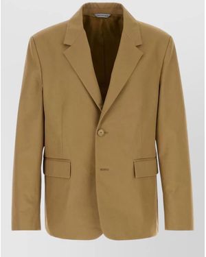 Balenciaga Cotton Blazer Tailored Notch Lapel Design - Green