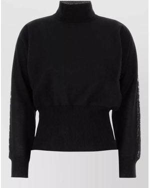 MM STUDIO Arda Wool Jumper High Neck Lace - Black