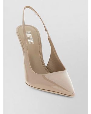 Paris Texas Lidia Slingback Sandals Patent Stiletto Design - White