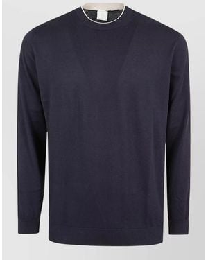 Eleventy Long Sleeve Knitwear Ribbed Neckline Cuffs Hem - Blue