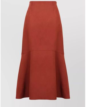 Agnona Silk Linen A-Line Midi Skirt - Red