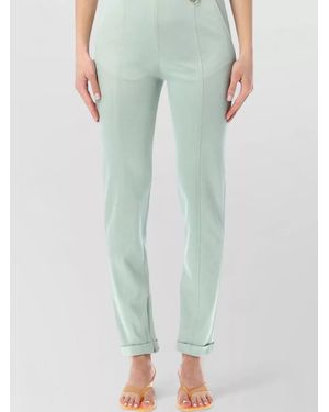 Chloé Leggings Pants Belt Loops Button D Ring - Green