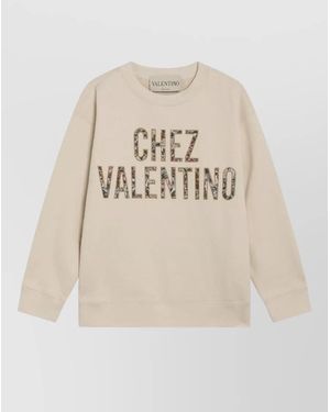 Valentino Garavani Cotton Sweatshirt - Natural