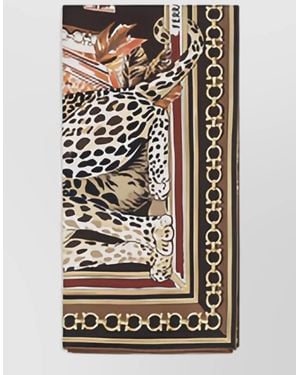 Ferragamo Silk Foulard Animal Pattern Rectangular Design - Multicolor
