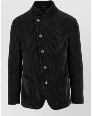 Emporio Armani Corduroy Single-Breasted Blazer - Black