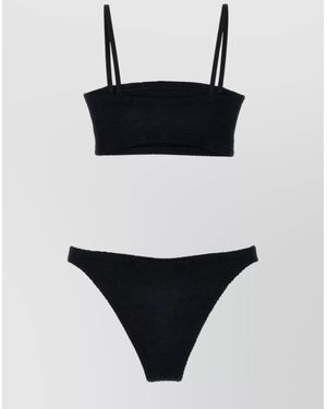 Hunza G 'Gigi' Textured Fabric Bikini Set With Adjustable Straps - Black
