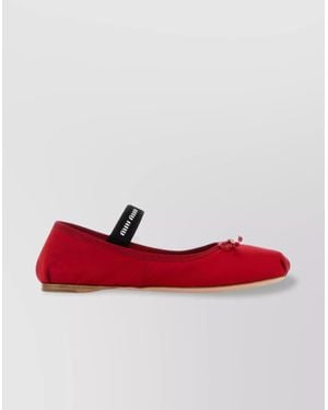 Miu Miu Satin Ballerinas Featuring Bow Detail - Red