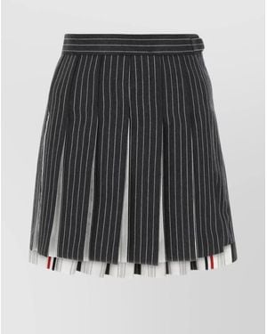 Thom Browne Wool Pleated Mini Skirt - Grey
