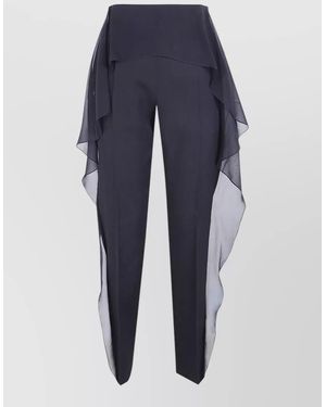Lanvin Ruffle High Waist Trousers Sheer Overlay - Blue