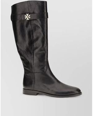 Tory Burch Leather Lace-Up Boots - Black