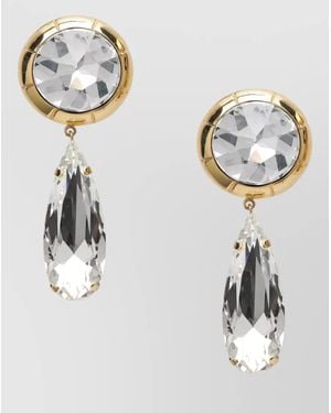 Alessandra Rich Crystal Drop Design Statement Earrings - Metallic