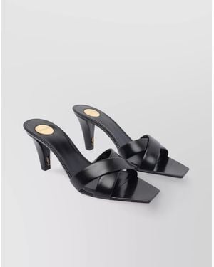 Saint Laurent Jill Mules With Square Toe And Cross Strap Design - Multicolor