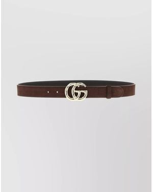 Gucci Gg Marmont Suede Belt With-Tone Buckle - Multicolor