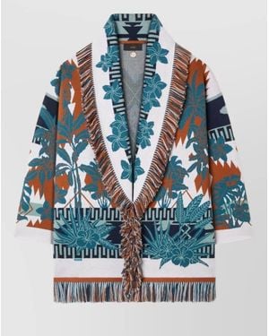 Alanui Embroidered Wool Belted Cardigan - Blue