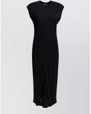 Ami Paris Sleeveless Midi Sheath Dress Crew Neckline - Black