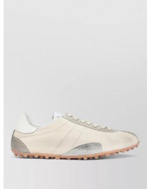 Maison Margiela Low Top Goatskin Calfskin Trainers Studs - Natural