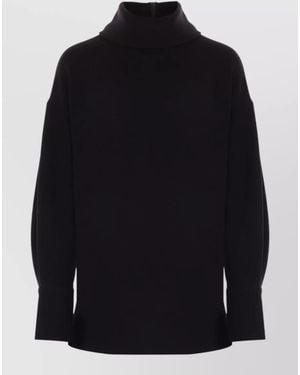 Alberto Biani High Neck Jumper Cowl Detail Design - Blue